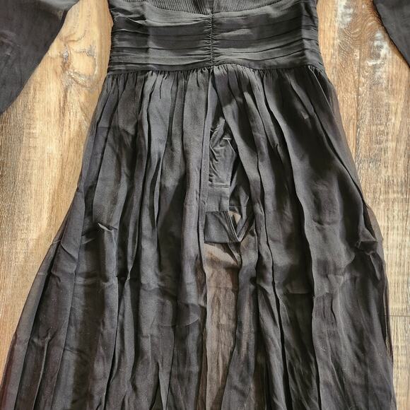 Retrofete Angela Dress Black Silk Size XS Long Sleeve Sheer NWT V Neck - Picture 5 of 15
